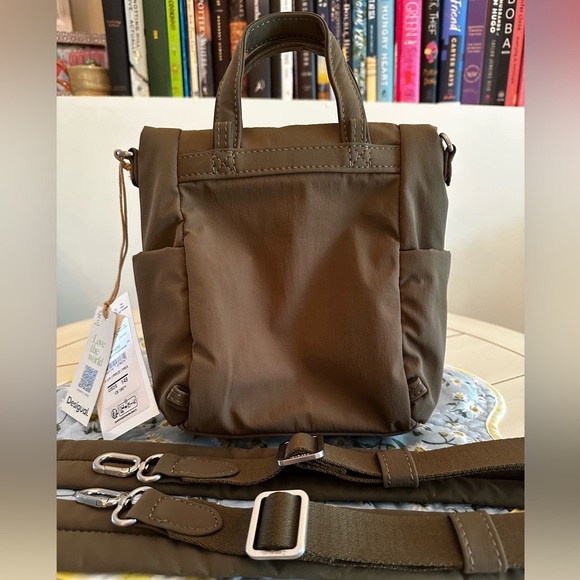 Olive green Desigual mini backpack crossbody zipper purse - Picture 4 of 14